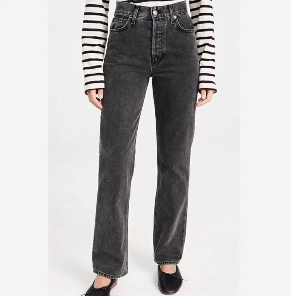 Veronica Beard Daniella straight leg high-rise, washed black